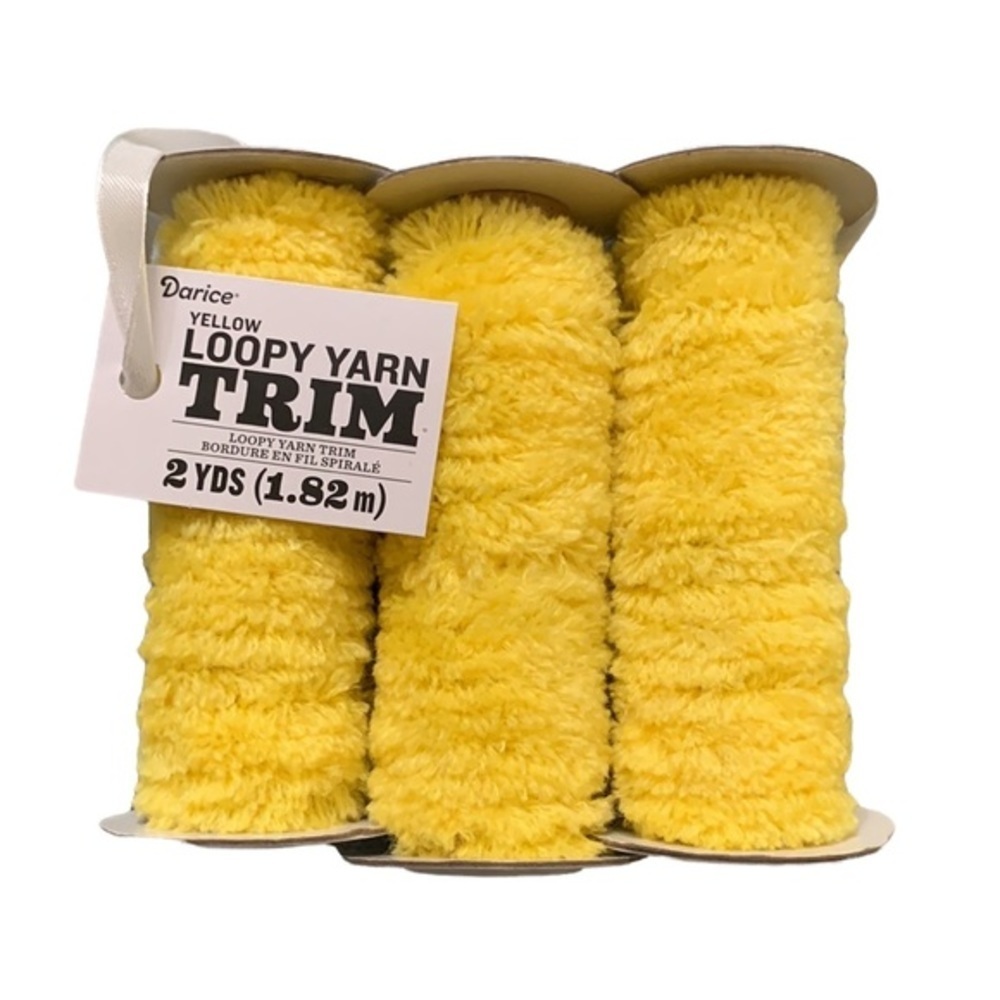 (3pc.)- Darice Loopy Yarn Trim Wired Yellow 2yd‎